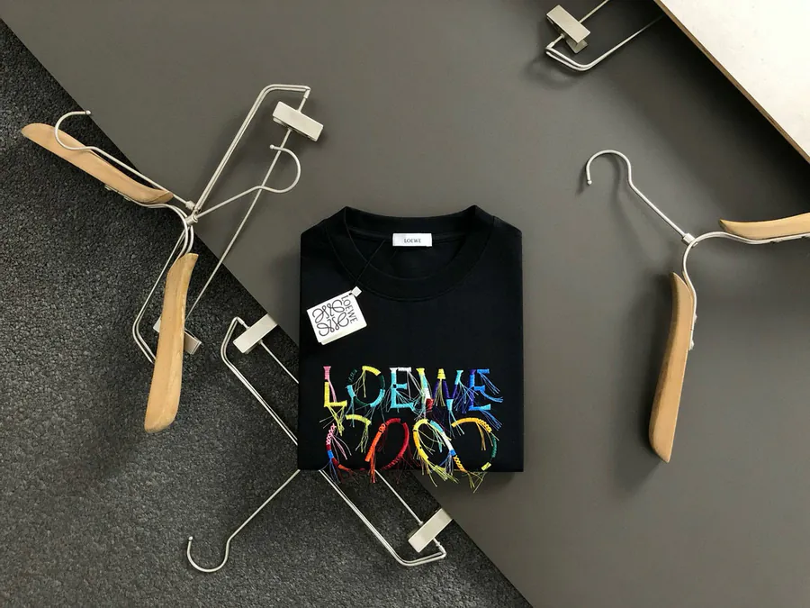 LOEWE Multi Color Applique Tassel Round Neck Short Sleeve