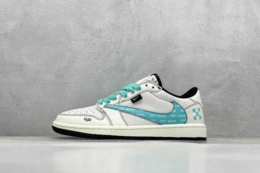 CX Exclusive Air 1 Low 1 Qiao1 Collaboration Navy Gray Low Top Retro Cultural Casual Sneakers