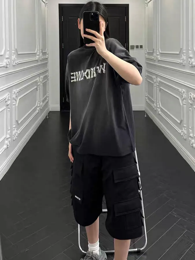 WE11DONE Limited Edition Summer Top with Gradient Dye and Logo Print