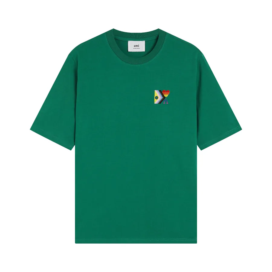 Ami Rainbow Embroidered Heart Short Sleeve Limited Edition