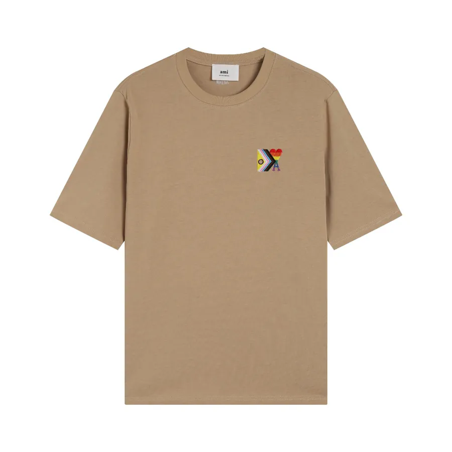 Ami Rainbow Embroidery Heart Print Short Sleeve