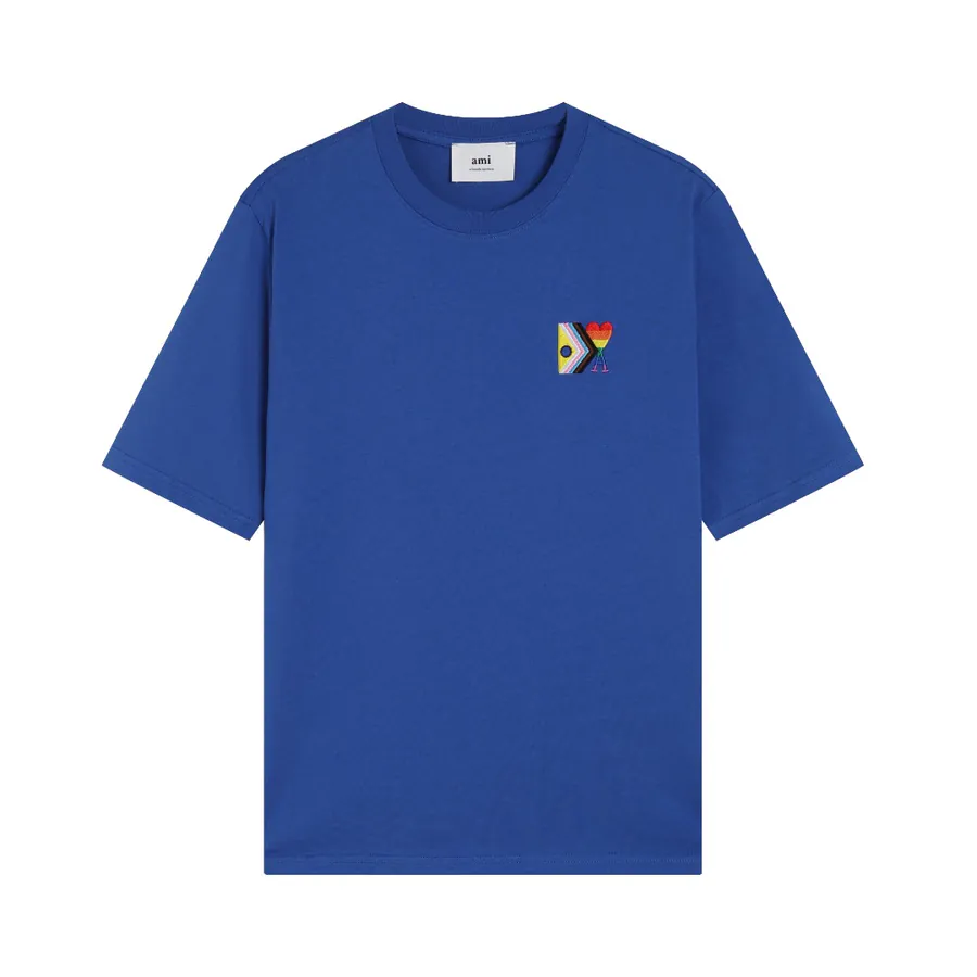 Ami Rainbow Embroidered Heart Short Sleeve Limited Edition Summer Collection