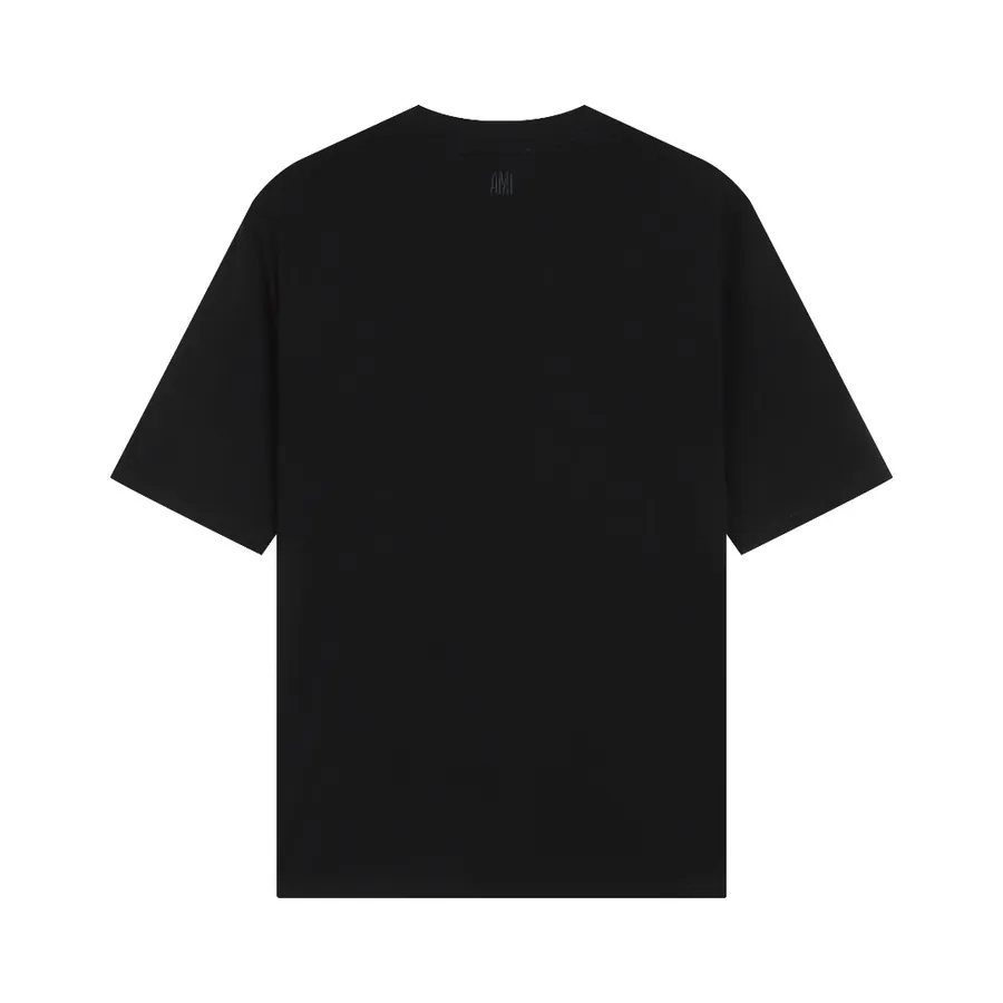 Ami Rainbow Embroidered Heart Short Sleeve Black