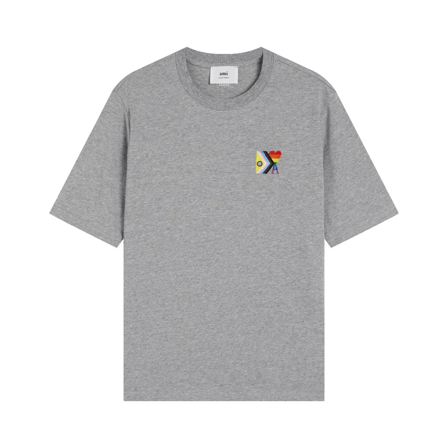 Ami Rainbow Embroidered Heart Short Sleeve Limited Edition
