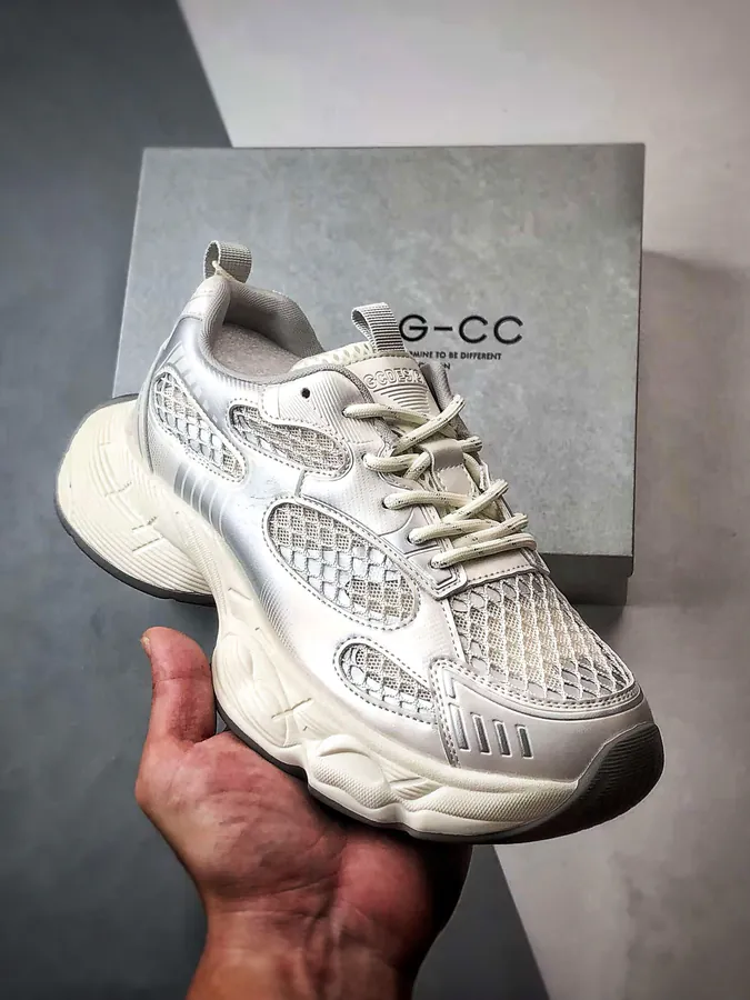 GGCC Starry Particle Silver Beige Dad Shoes
