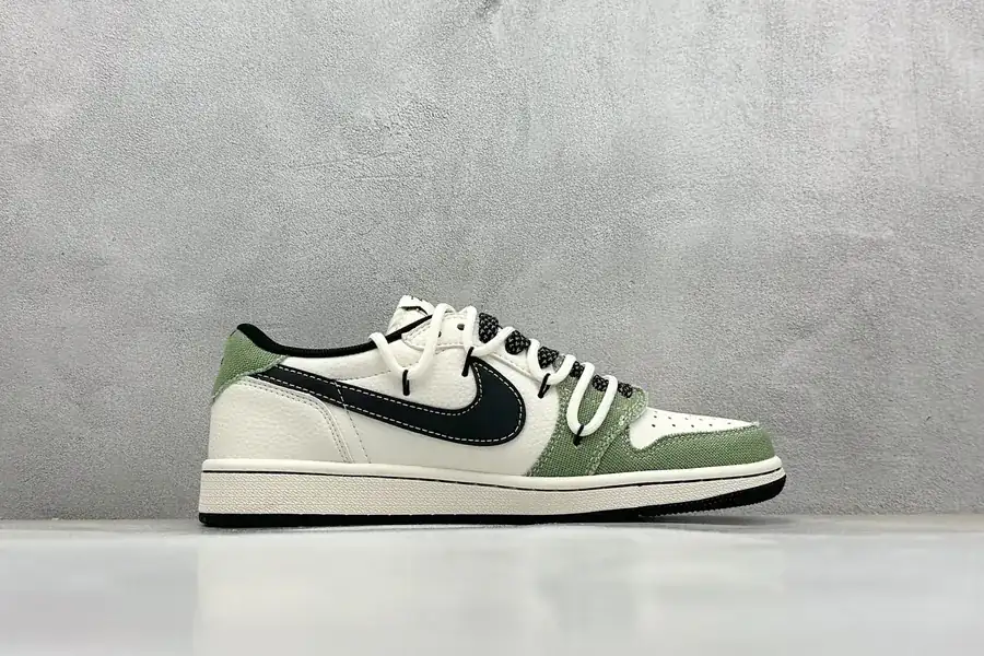 Travis Scott x Air 1 Low Reverse Green and White Full Star Chevron