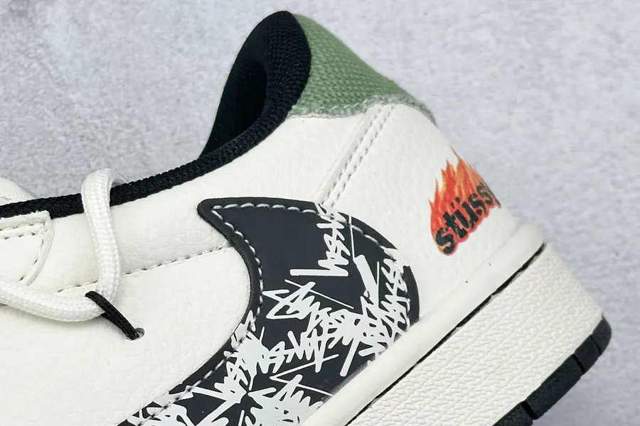 Travis Scott x Air 1 Low Reverse Green and White Full Star Chevron