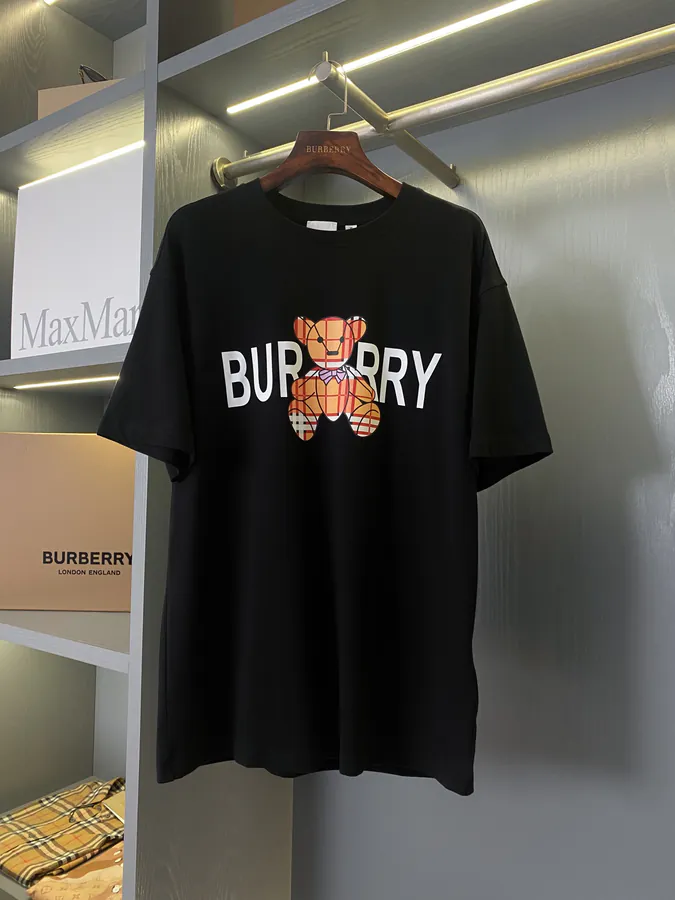 Chenxing Exclusive Bear Logo Print Cotton T Shirt