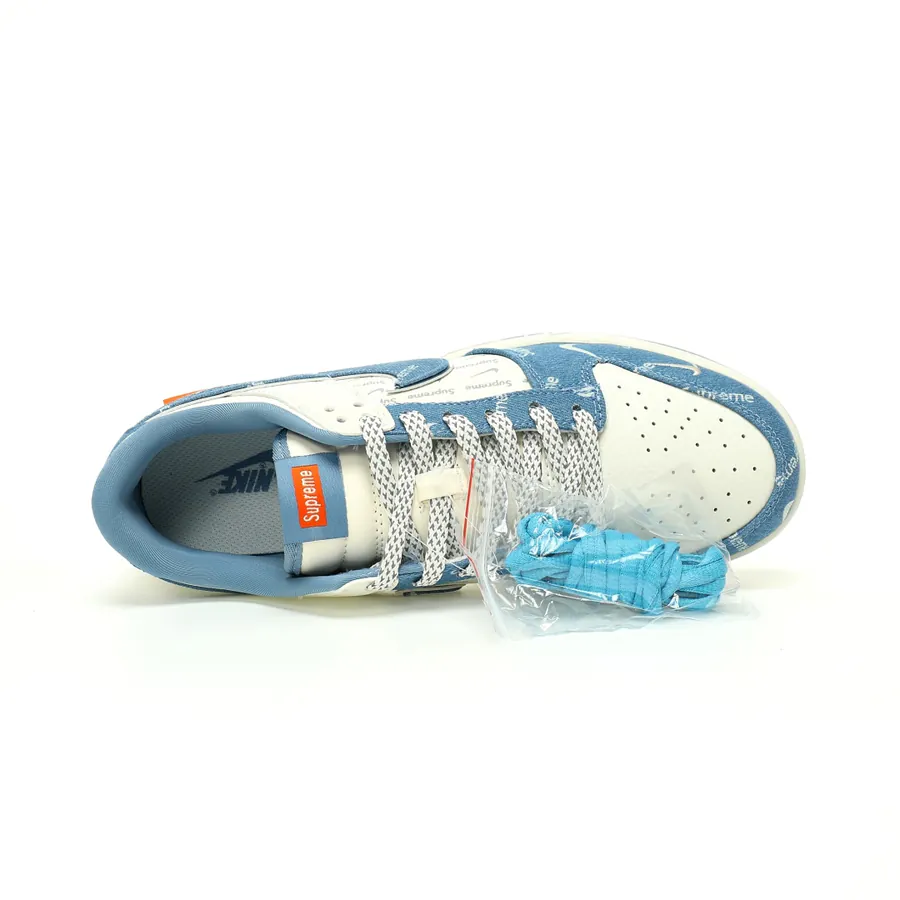 Supreme x Nike By You SB Dunk Low Retro SP Supreme联名米白牛仔橘红印标