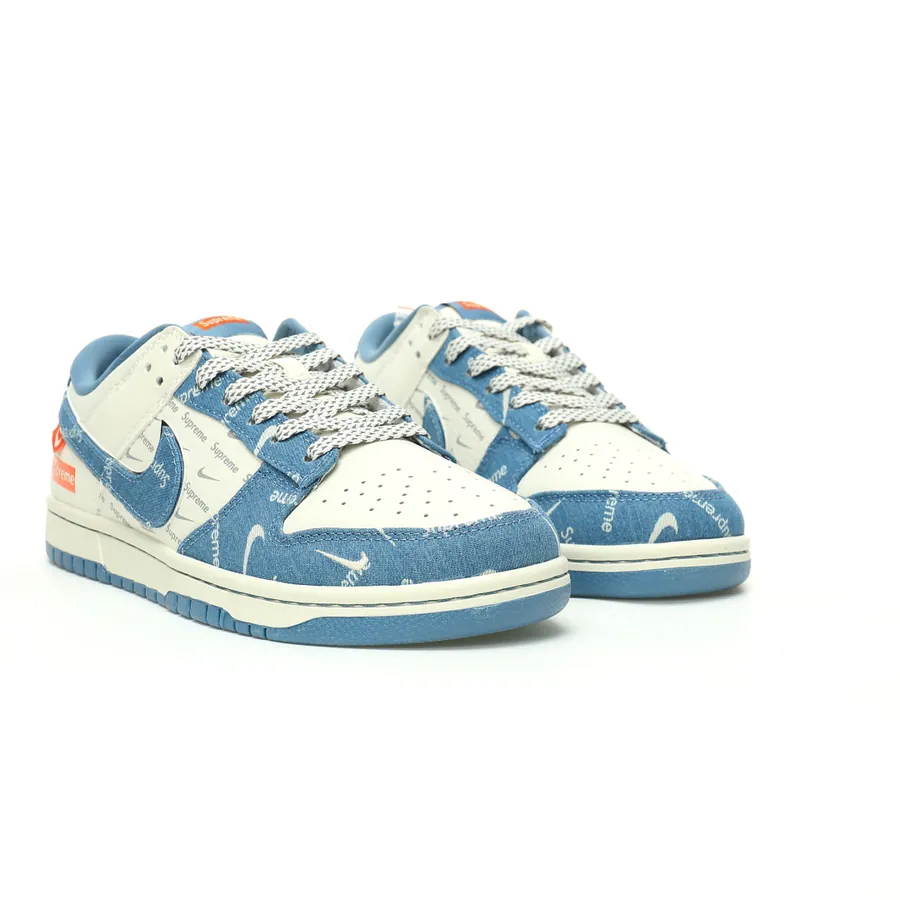 Supreme x Nike By You SB Dunk Low Retro SP Supreme联名米白牛仔橘红印标