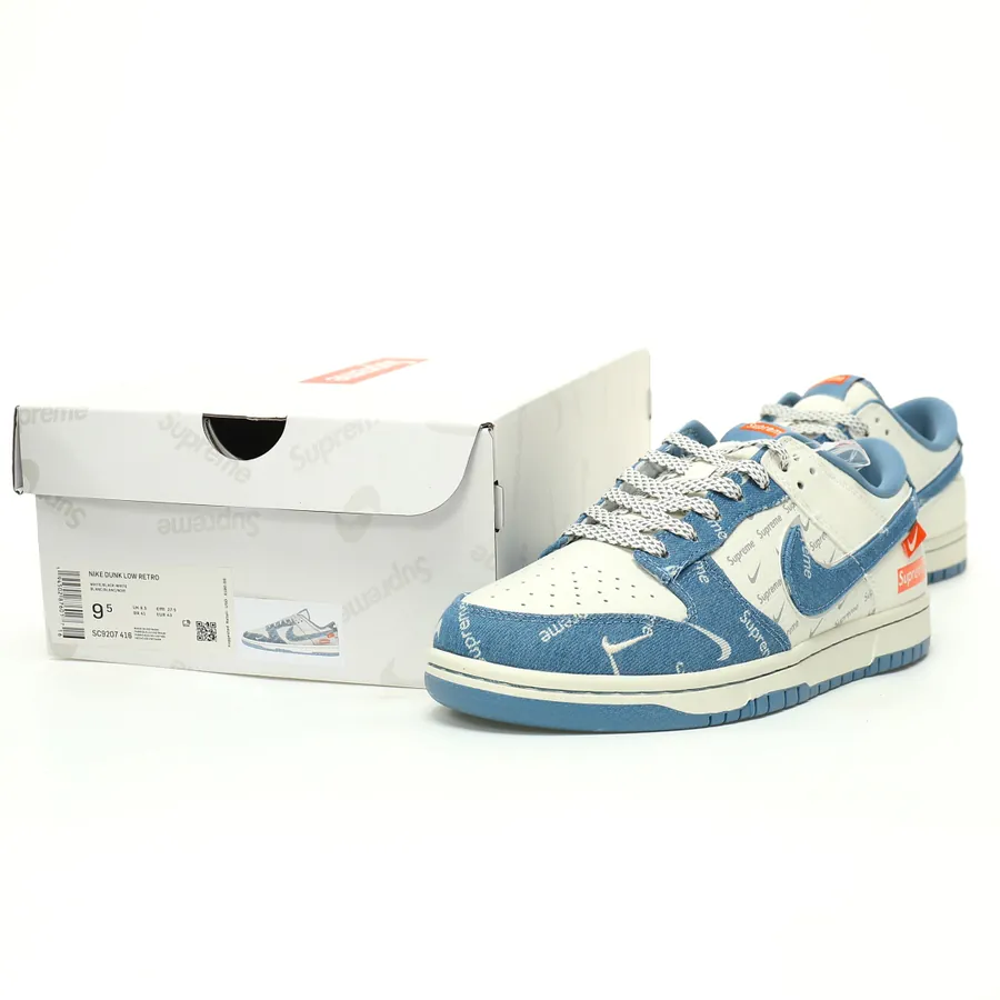 Supreme x Nike By You SB Dunk Low Retro SP Supreme联名米白牛仔橘红印标