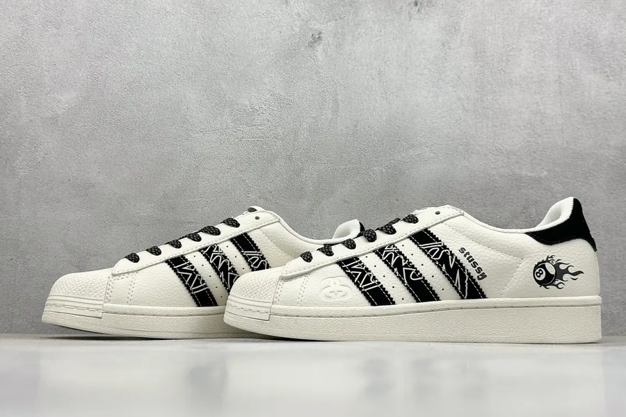 AD Originals Superstar x Stussy White Black