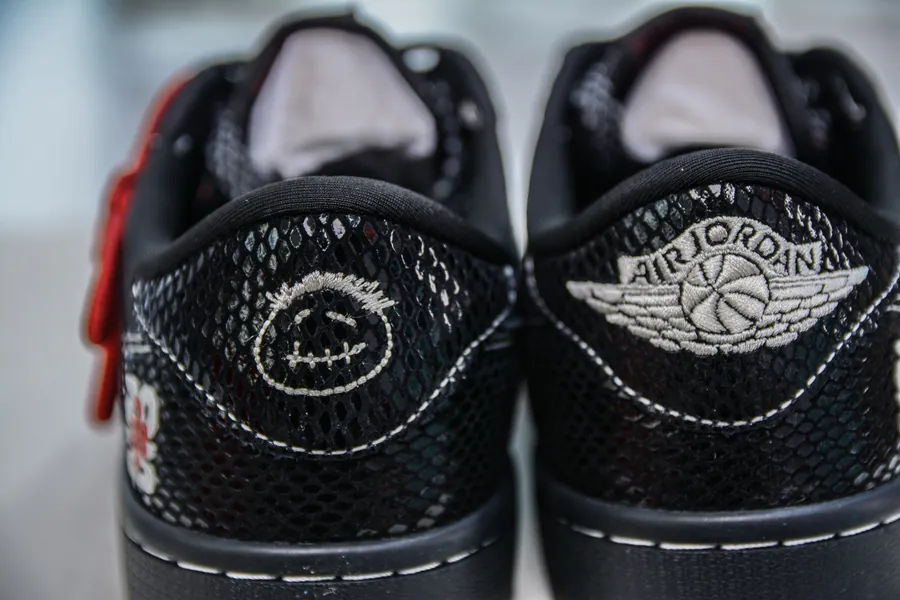 TS x Air Jordan AJ1 Low Snake Year Limited Black Web Snake Pattern