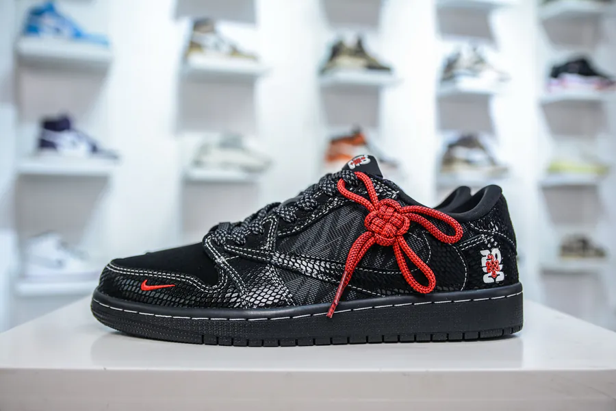 TS x Air Jordan AJ1 Low Snake Year Limited Black Web Snake Pattern