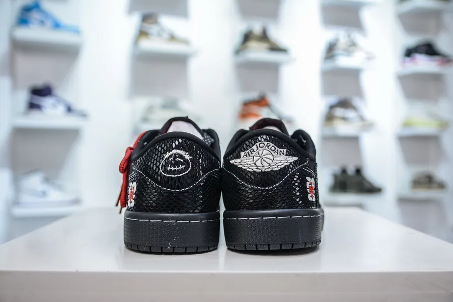 TS x Air Jordan AJ1 Low Snake Year Limited Black Web Snake Pattern