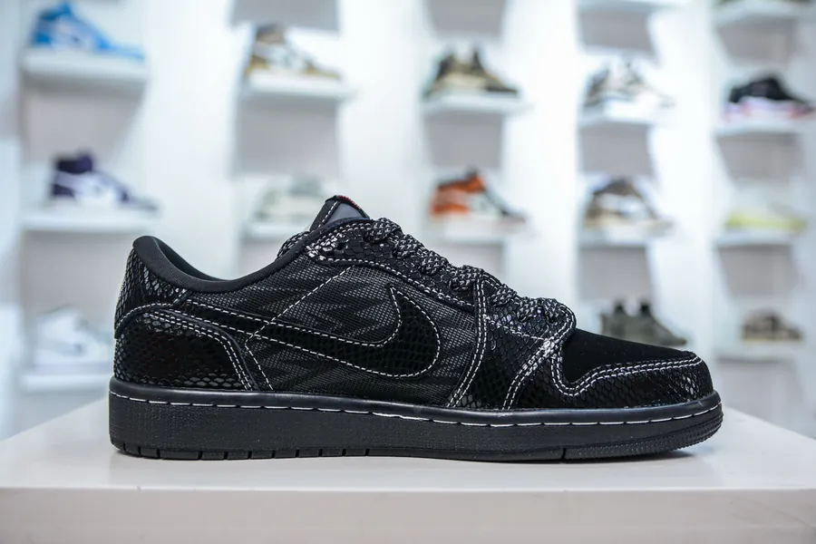TS x Air Jordan AJ1 Low Snake Year Limited Black Web Snake Pattern