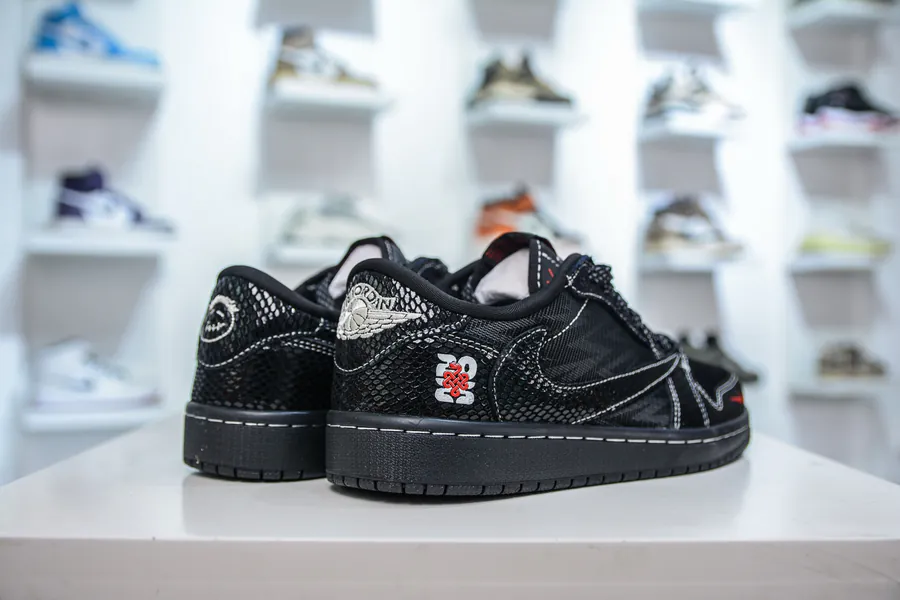TS x Air Jordan AJ1 Low Snake Year Limited Black Web Snake Pattern