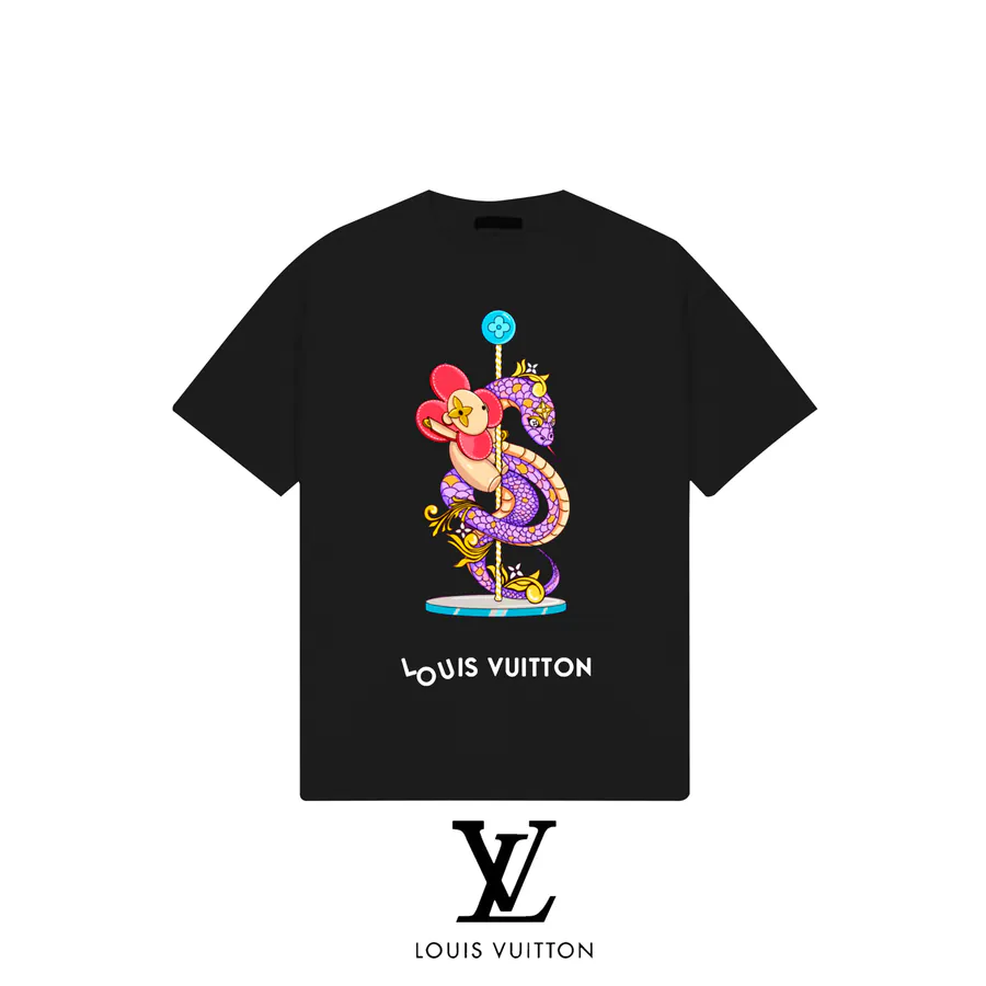 LVV 2025 New Collaboration with Takashi Murakami Snake Year Sunflower Print T Shirt