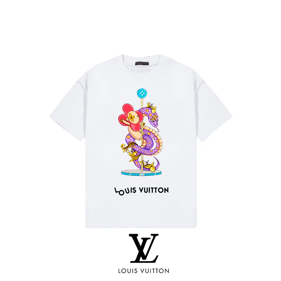 LVV 2025 New Collaboration with Takashi Murakami Snake Year Sunflower Print T Shirt