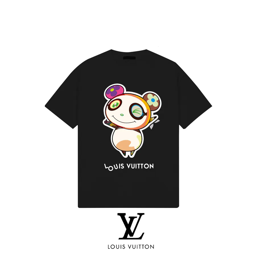 LVV Panda Sunflower Print T Shirt