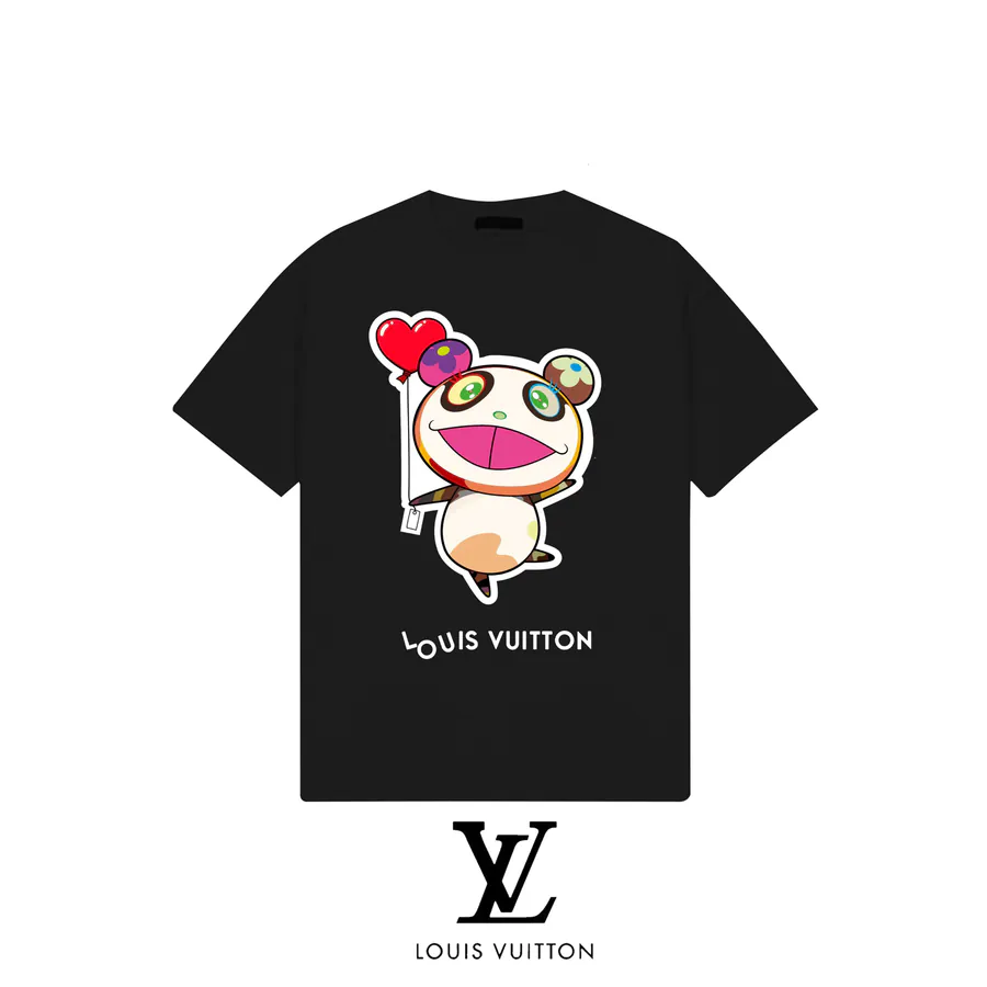 LVV 2025 New Collaboration with Takashi Murakami Panda Letter Sunflower Print Short Sleeve T Shirt