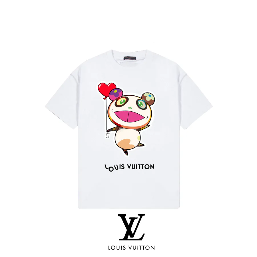 LVV 2025 New Collaboration with Takashi Murakami Panda Letter Sunflower Print Short Sleeve T Shirt