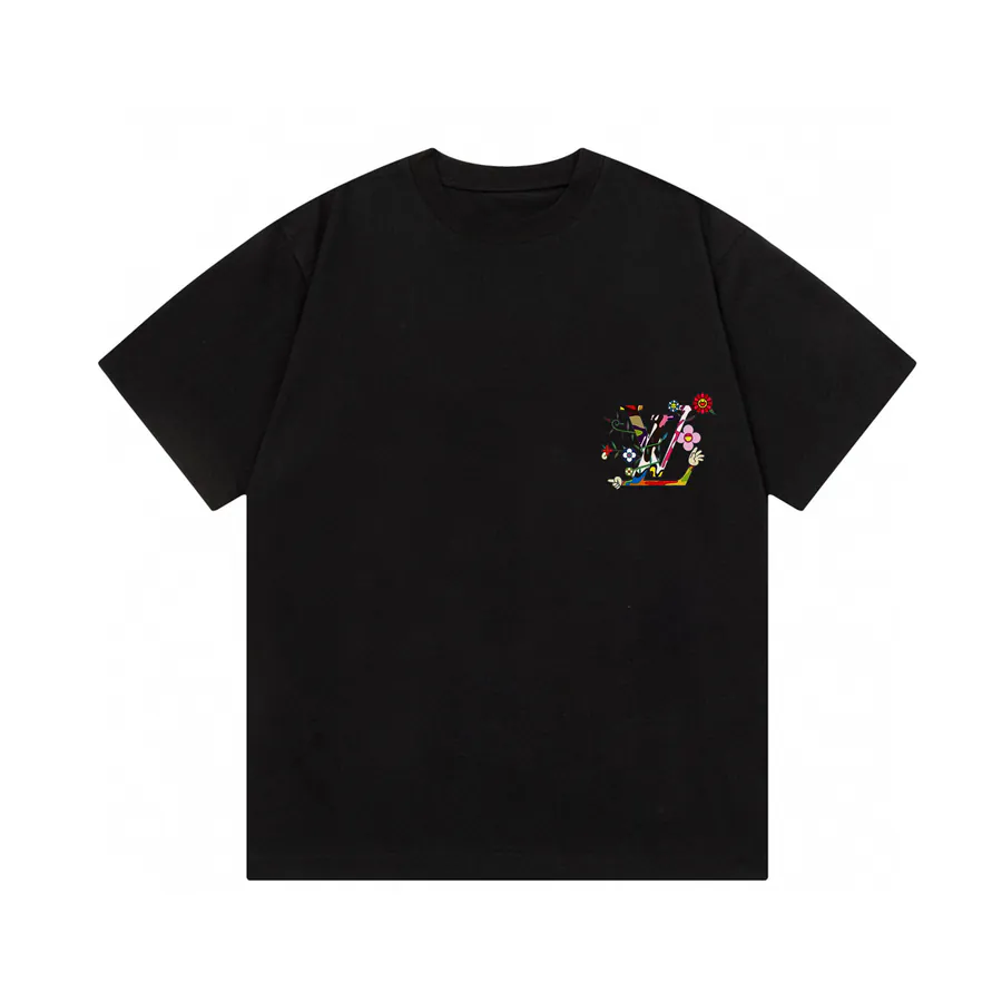 LVV 2025 New Collaboration with Takashi Murakami Sunflower Letter Print Cotton T Shirt
