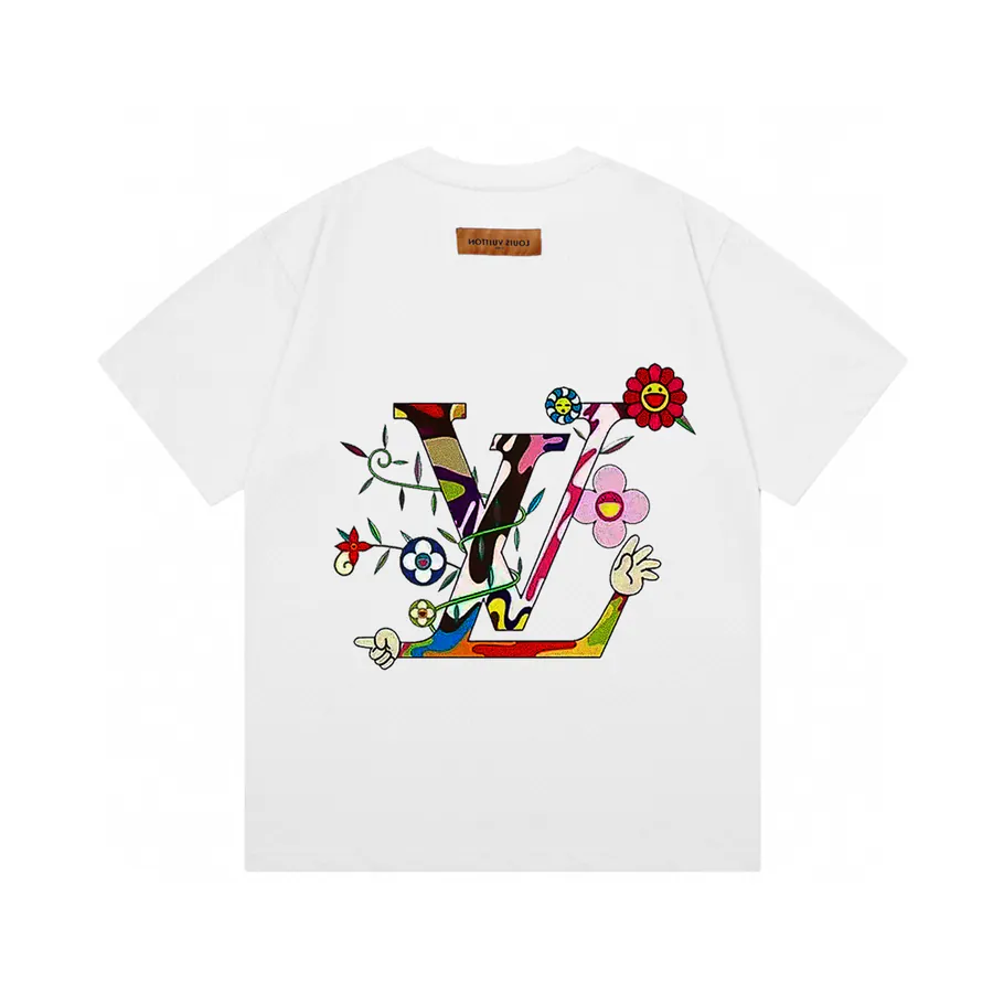 LVV 2025 New Collaboration with Takashi Murakami Sunflower Letter Print Cotton T Shirt