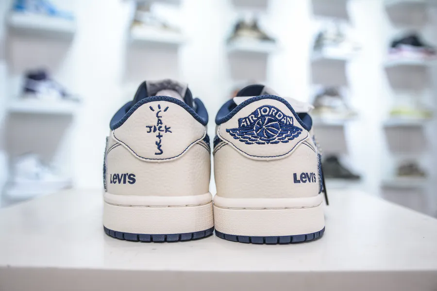 TS x Air Jordan AJ1 Low x Levis White Blue Denim Custom Color