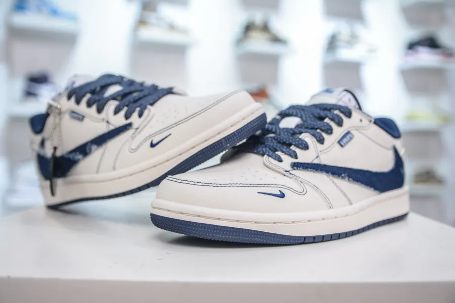 TS x Air Jordan AJ1 Low x Levis White Blue Denim Custom Color