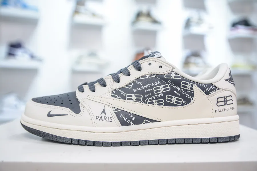 TS x Air 1 Low OG Version White and Gray Custom Color