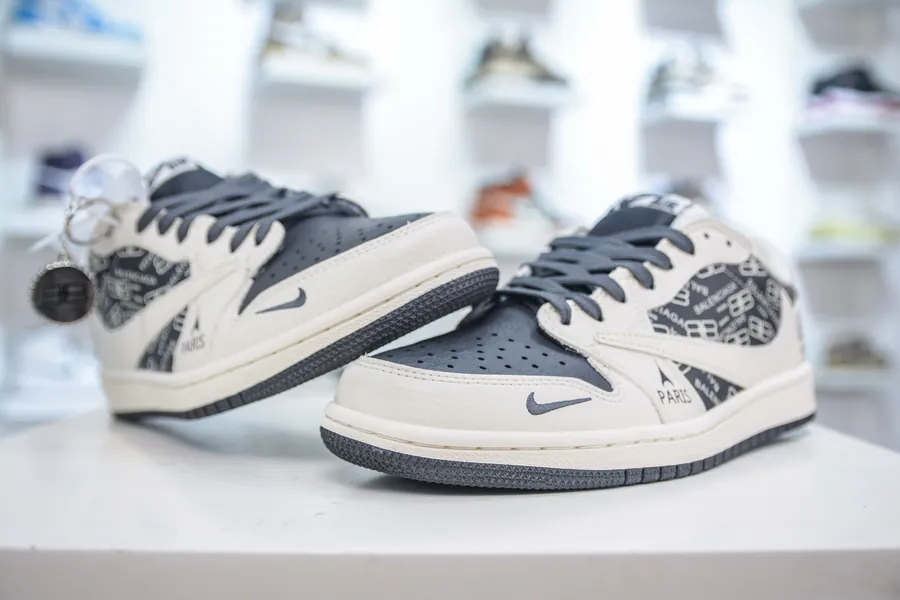 TS x Air 1 Low OG Version White and Gray Custom Color