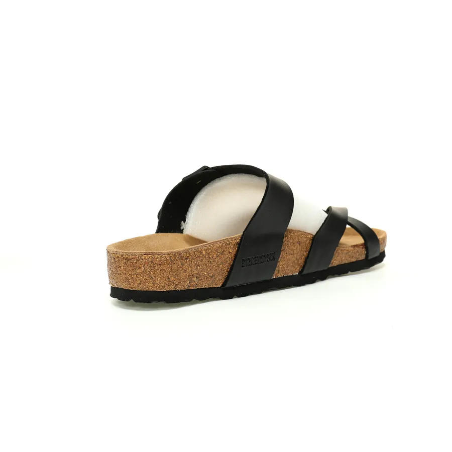 Birkenstock Mayari Sandals Leather Black Brown, Adjustable Buckle, Comfortable Footwear