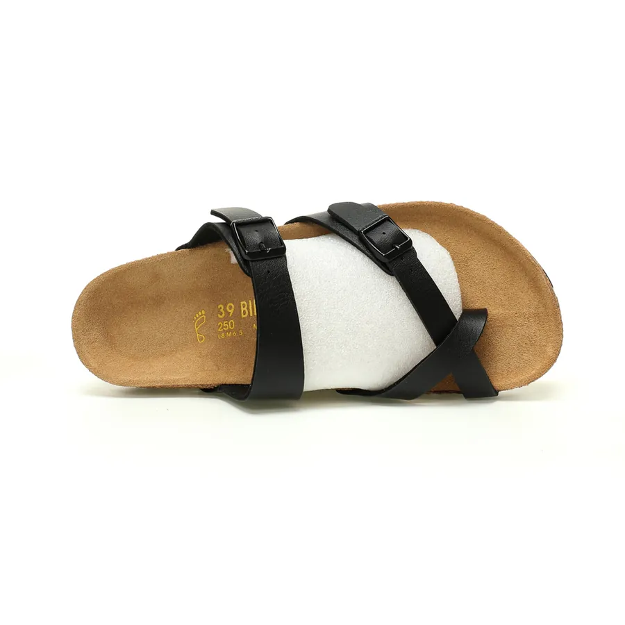 Birkenstock Mayari Sandals Leather Black Brown, Adjustable Buckle, Comfortable Footwear