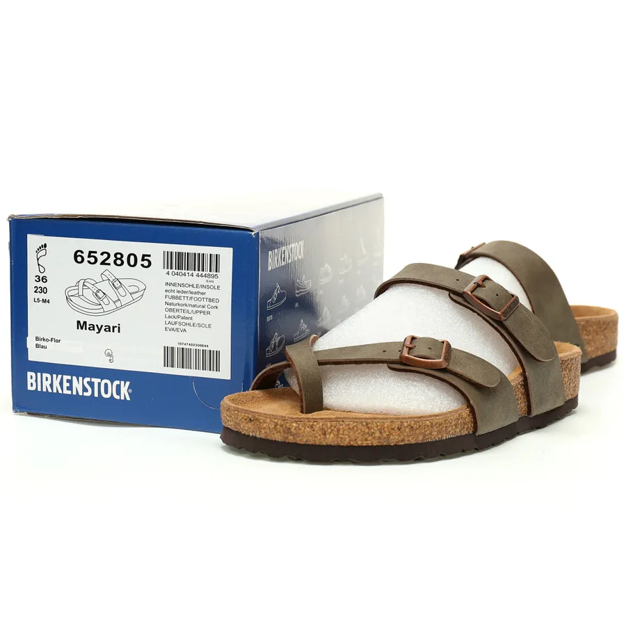 Birkenstock Mayari Sandals Classic Leather Upper, Adjustable Buckle, Vintage Softwood Sole