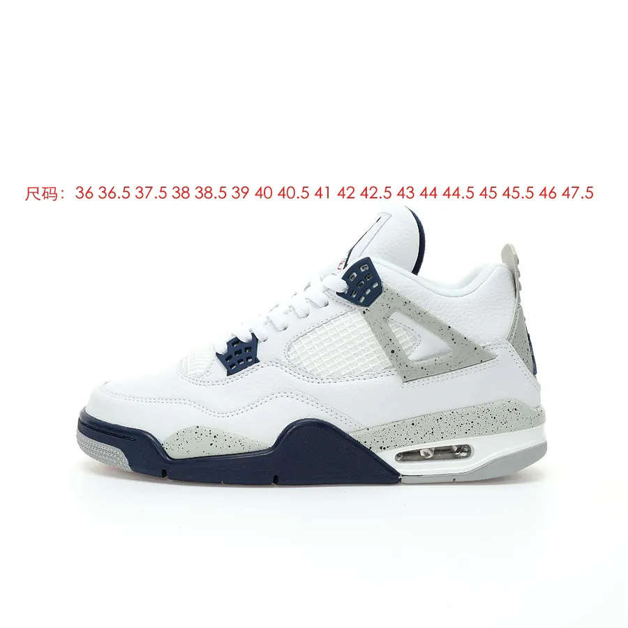 4th Generation Retro Basketball Shoes White Midnight Navy