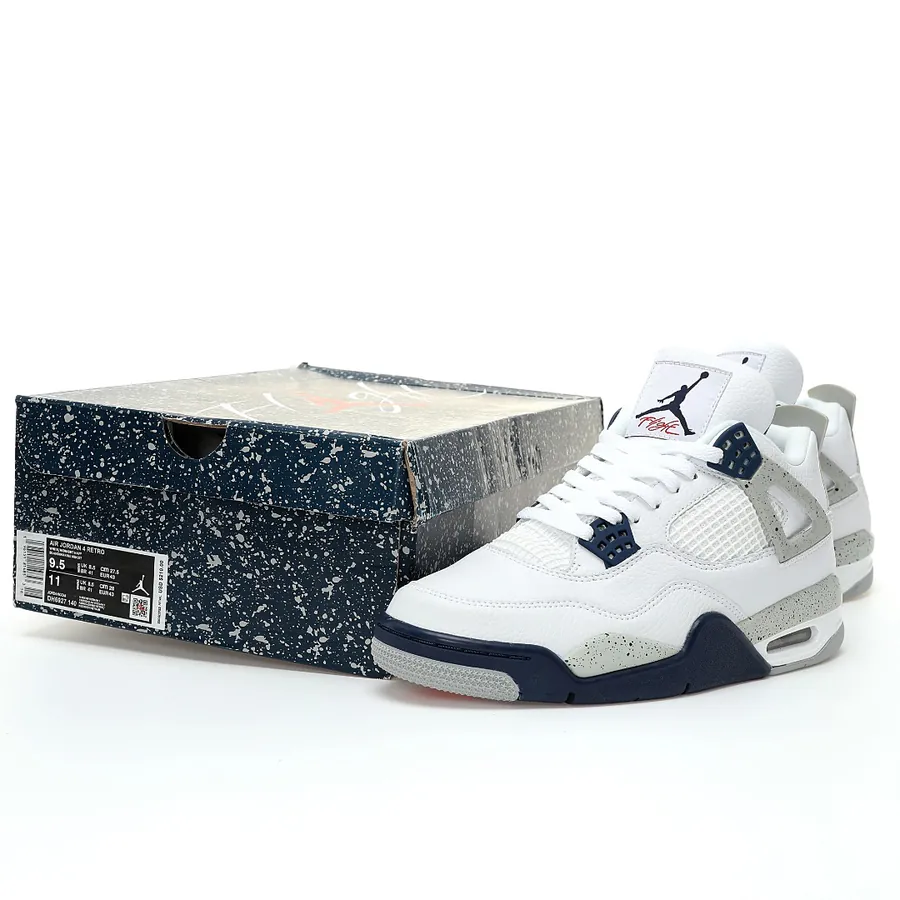 4th Generation Retro Basketball Shoes White Midnight Navy