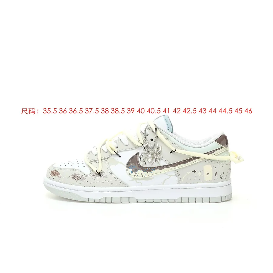 SB Dunk Low Lot 'Neutral' Neutral Color, Custom Straps, Casual Urban Sneaker