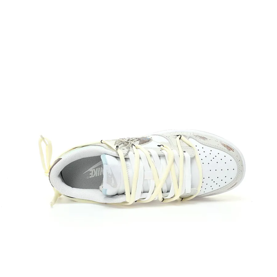 SB Dunk Low Lot 'Neutral' Neutral Color, Custom Straps, Casual Urban Sneaker