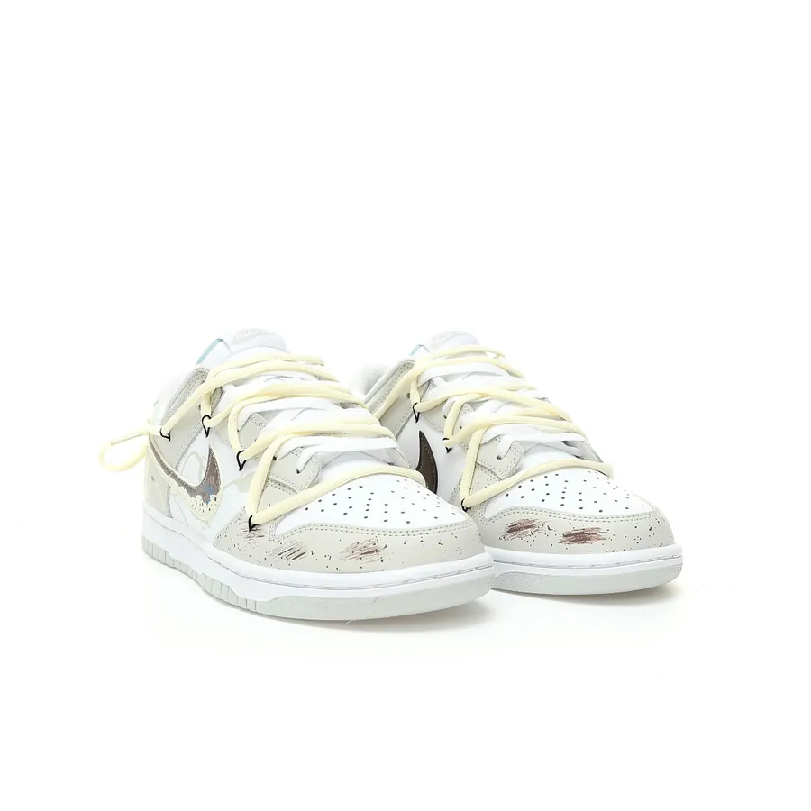 SB Dunk Low Lot 'Neutral' Neutral Color, Custom Straps, Casual Urban Sneaker