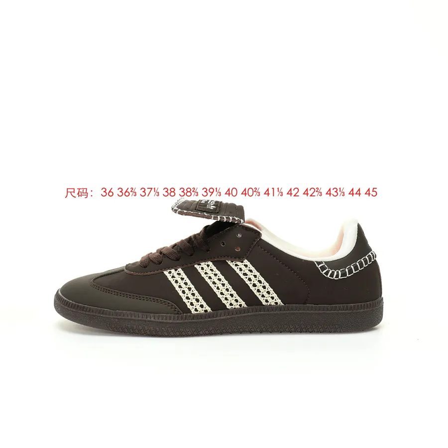 Originals Wmns Samba OG Classic Leather Black Coffee Brown White Zipper Low Top Sneakers