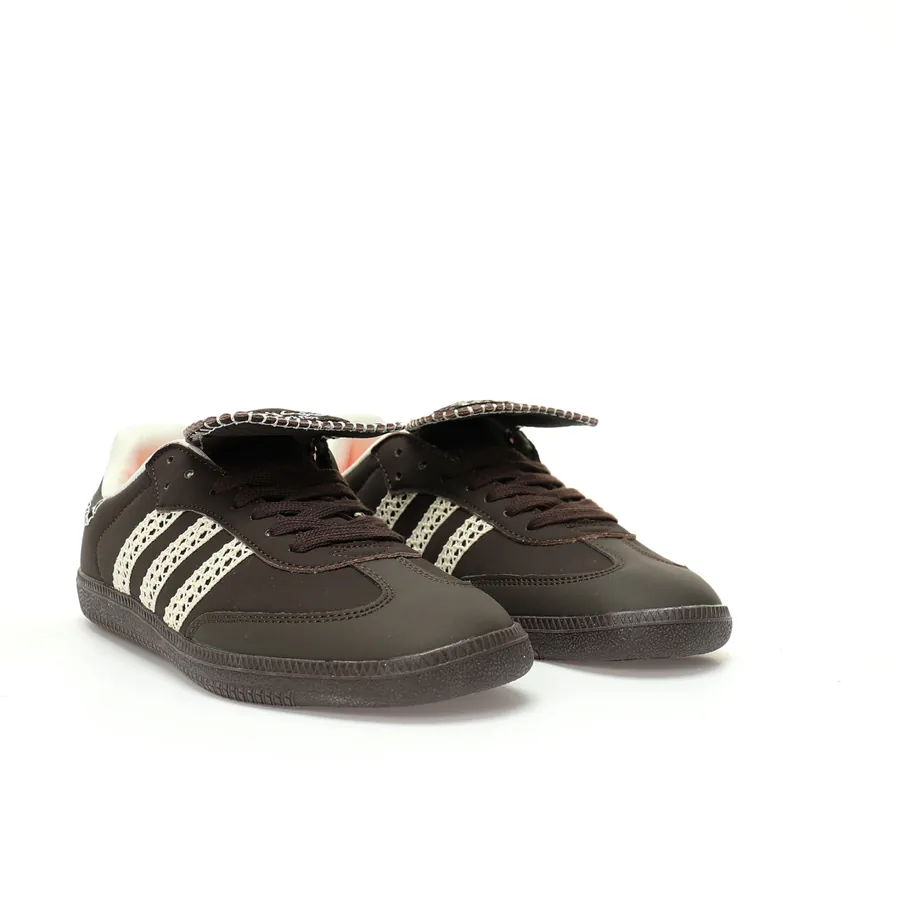 Originals Wmns Samba OG Classic Leather Black Coffee Brown White Zipper Low Top Sneakers