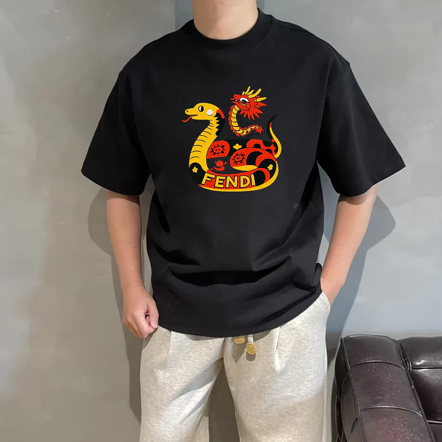 Fendi 25ss Printed Round Neck Short Sleeve T Shirt
