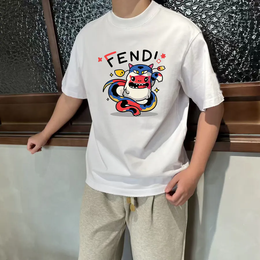 Fendi 25ss Printed Round Neck Short Sleeve T Shirt
