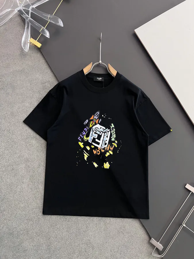 Fendi 25ss Printed Round Neck Short Sleeve T Shirt