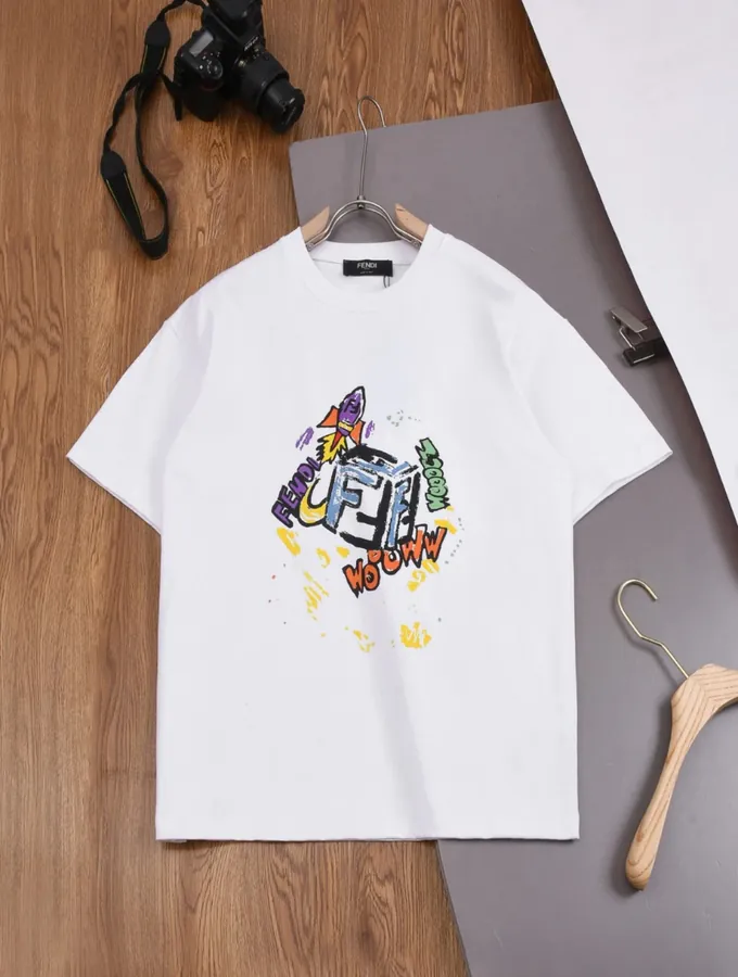 Fendi 25ss Printed Round Neck Short Sleeve T Shirt