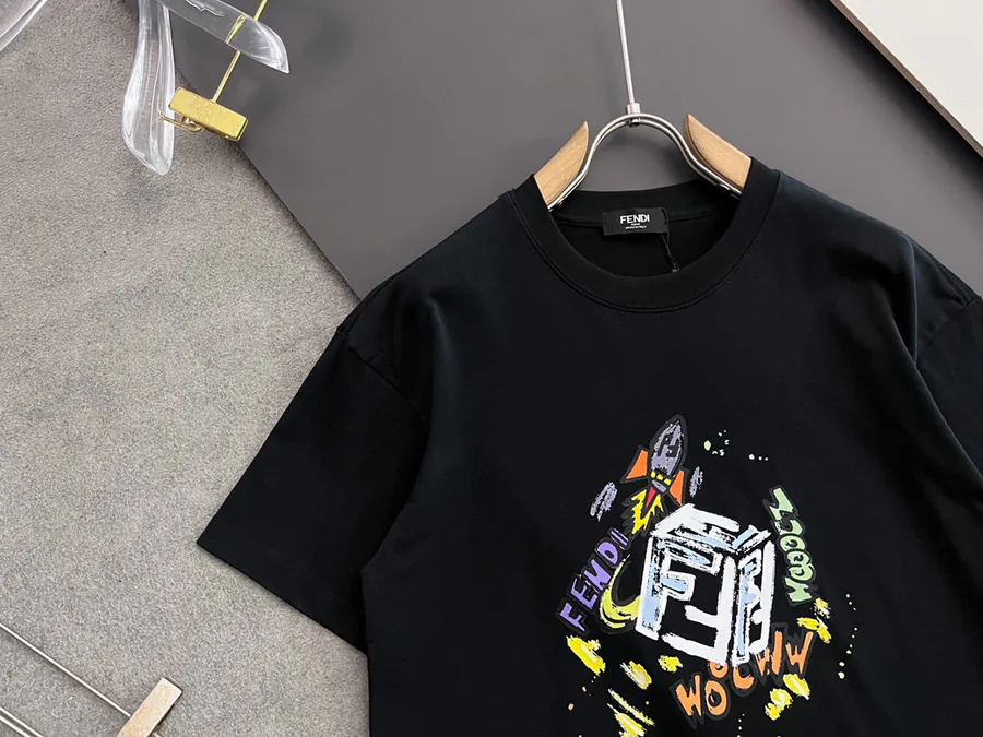 Fendi 25ss Printed Round Neck Short Sleeve T Shirt