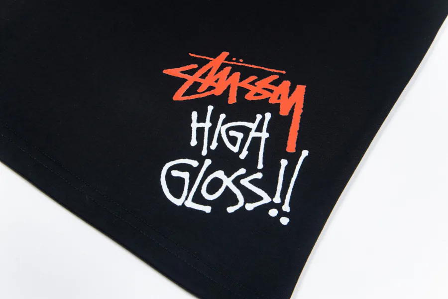 Stussy Hand Painted Spray Can Print Round Neck T Shirt
