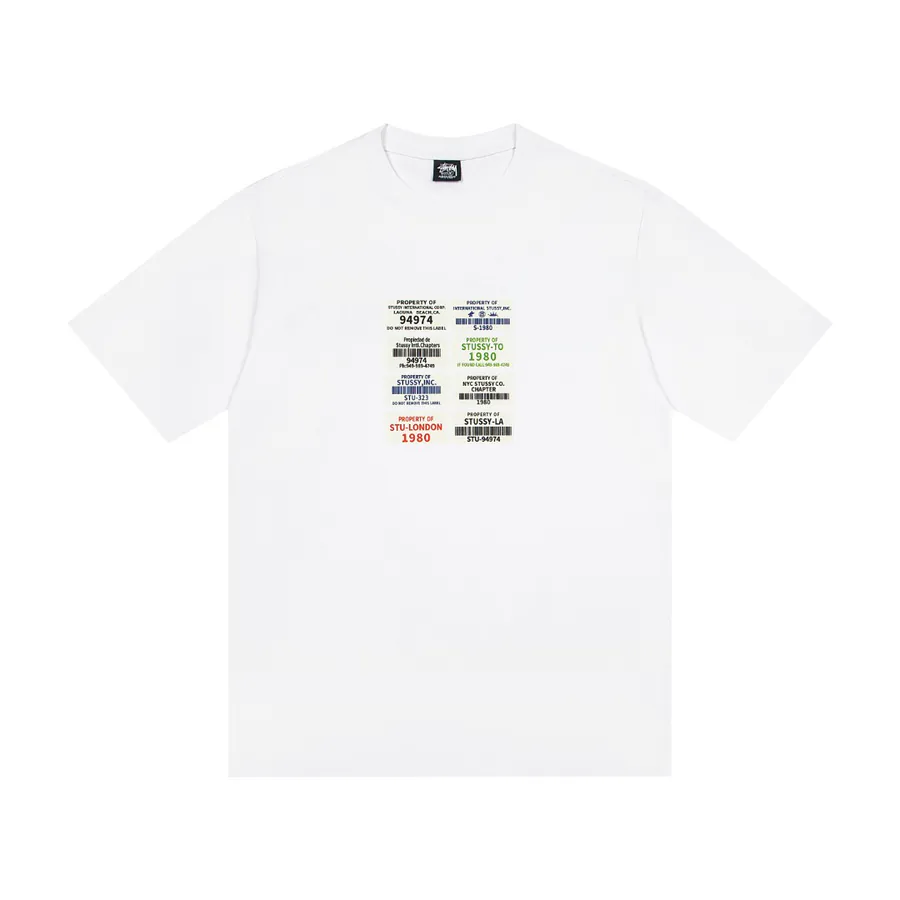 Stussy Holiday Collection Code Print Round Neck Short Sleeve T Shirt for Men and Women
