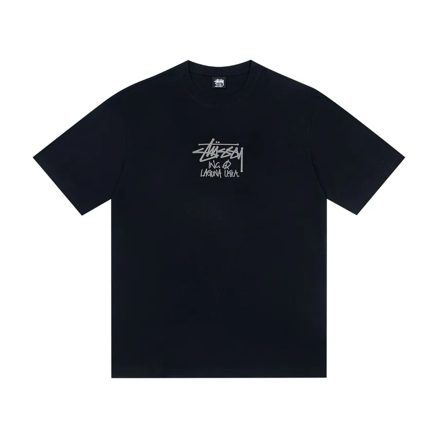 Stussy Chest Logo Print Round Neck Short Sleeve T Shirt